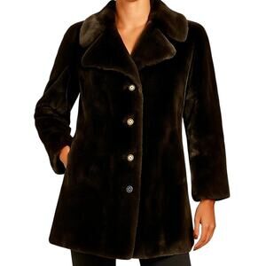 Vintage 70s Brown Faux Fur Penny Lane Teddy Coat Size 38 Medium